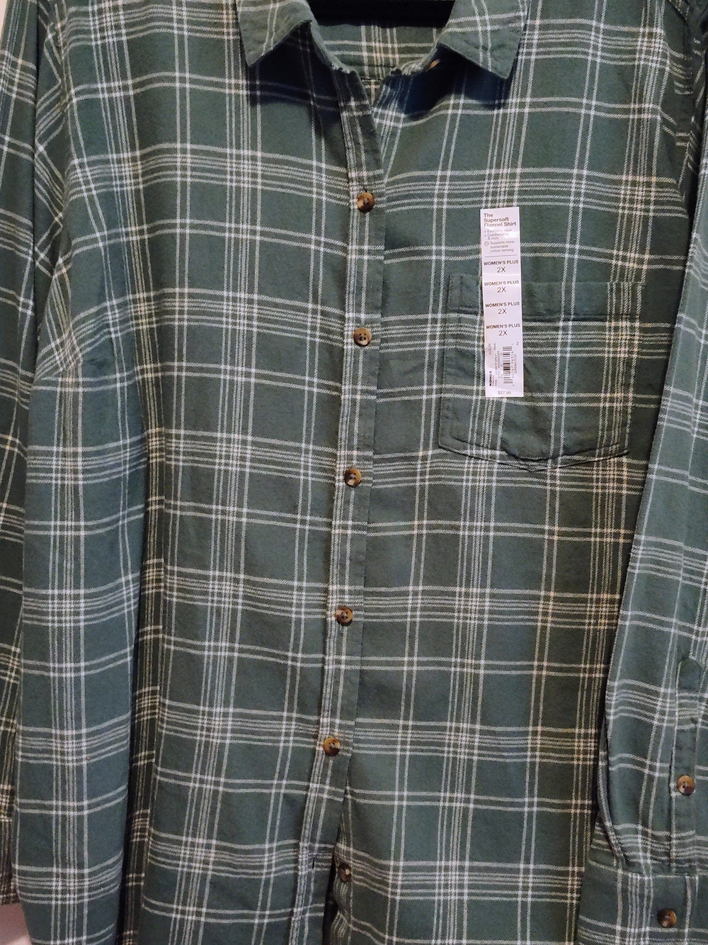 Sonoma Green Plaid Flannel Button-Down Shirt